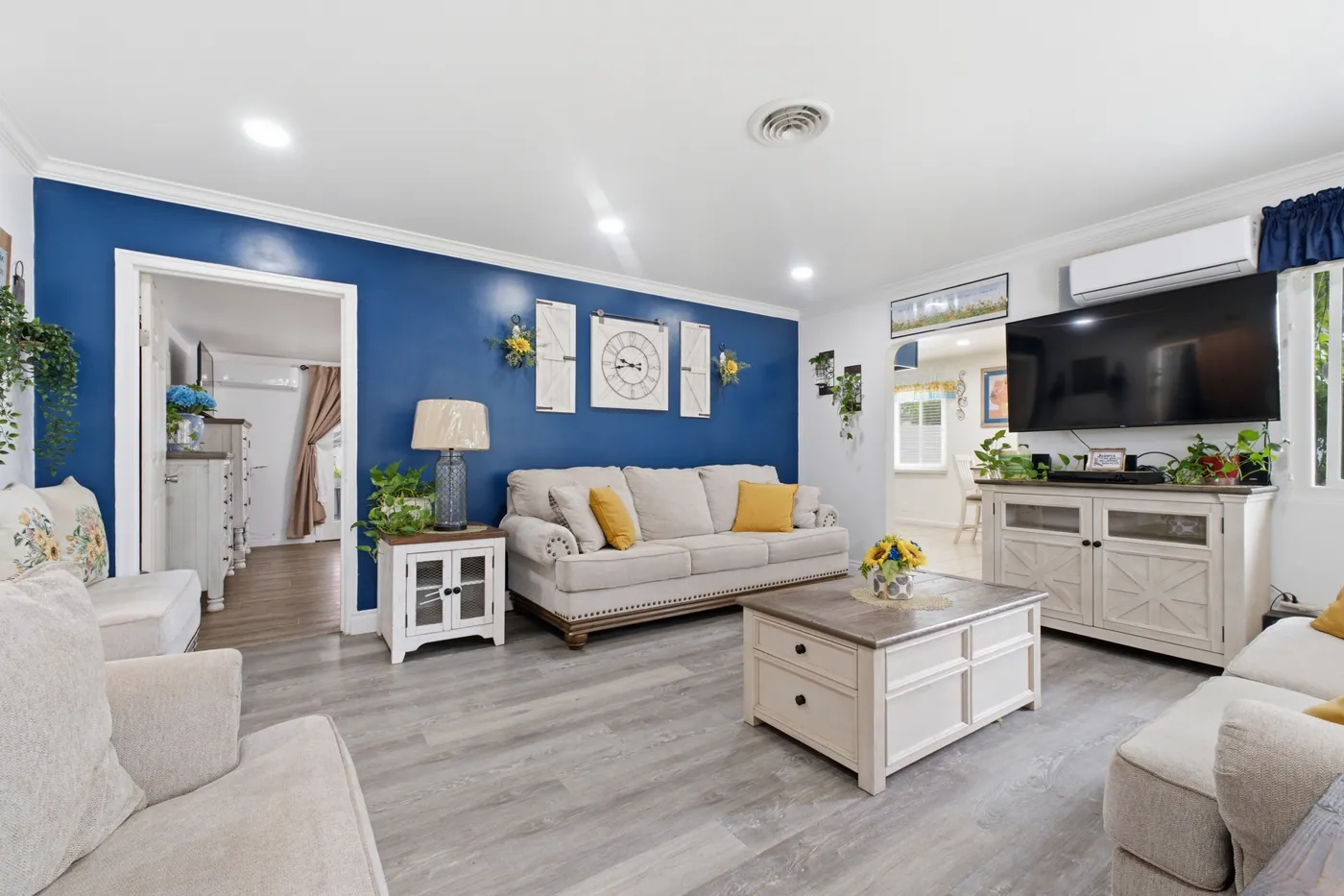 Professionally photographed living and dining room for a Riverside real estate listing