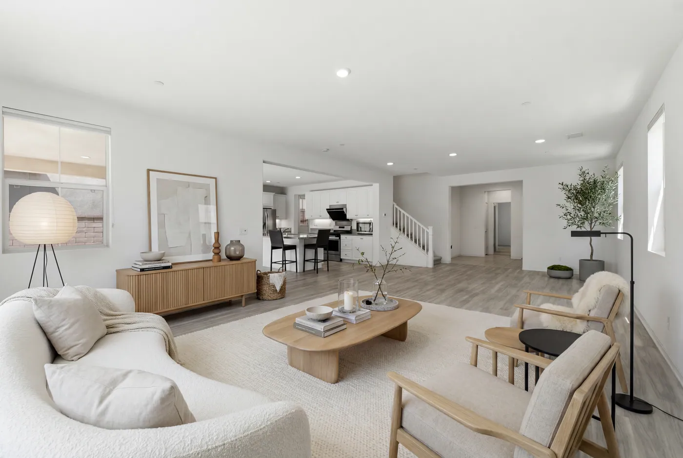 Living room after virtual staging with neutral furniture and decor